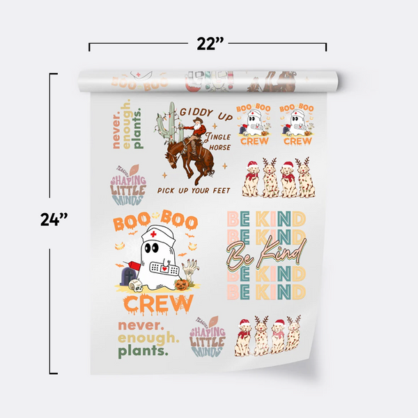 DTF gang sheet, 22 by 24 inches